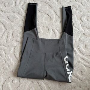 adidas Gray High-Rise Leggings with Black Panels